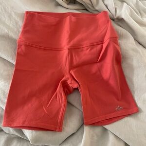 Alo high-waist strawberry pink bike shorts size small